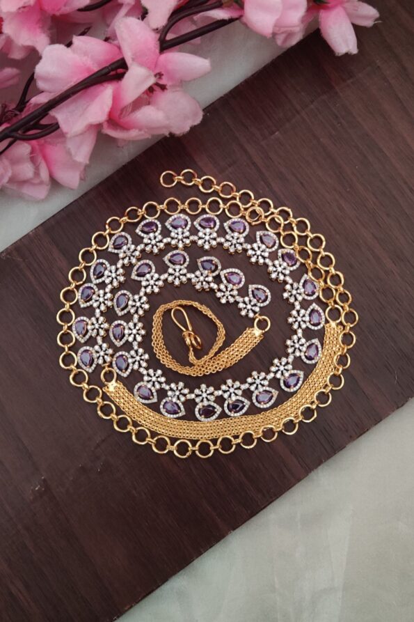 Purple Stone AD Design Hip Chain